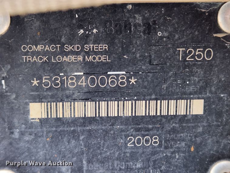 image for item KT9368 2008 Bobcat T250  skid steer loader