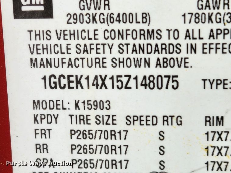 image for item KT9374 2005 Chevrolet Silverado 1500  pickup truck