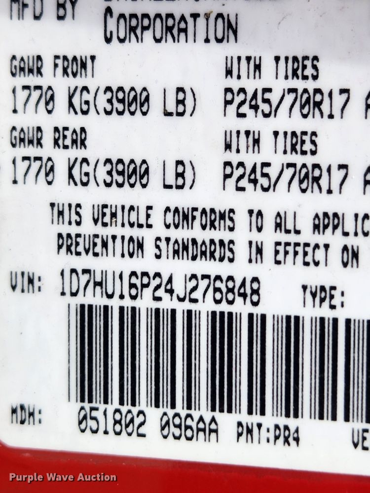 image for item KT9380 2004 Dodge Ram 1500  pickup truck