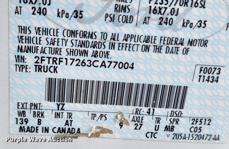 image for item KT9423 2003 Ford F150 XL  pickup truck