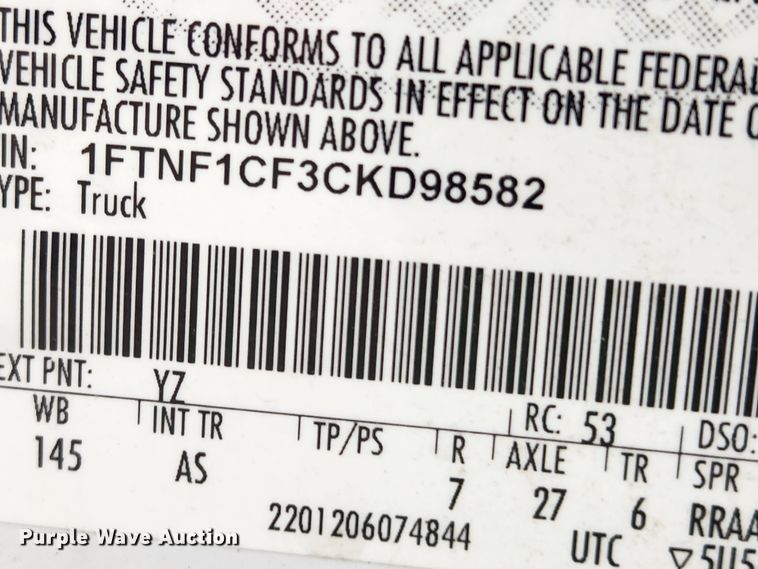 image for item KT9443 2012 Ford F150 XL  pickup truck