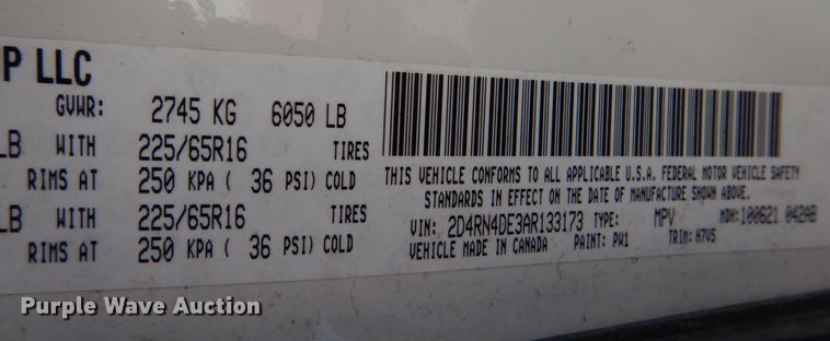 image for item LI9050 2010 Dodge Grand Caravan SE  handicap accessible van