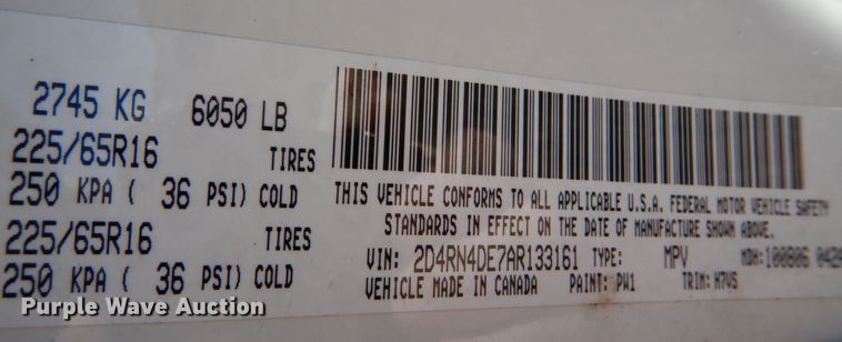 image for item LI9052 2010 Dodge Grand Caravan SE  handicap accessible van