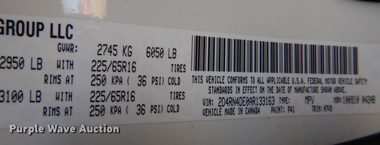 image for item LI9053 2010 Dodge Grand Caravan SE  handicap accessible van