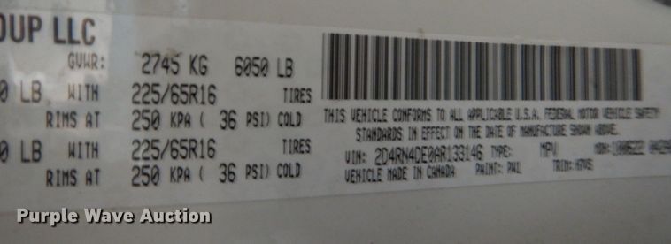 image for item LI9054 2010 Dodge Grand Caravan SE  handicap accessible van