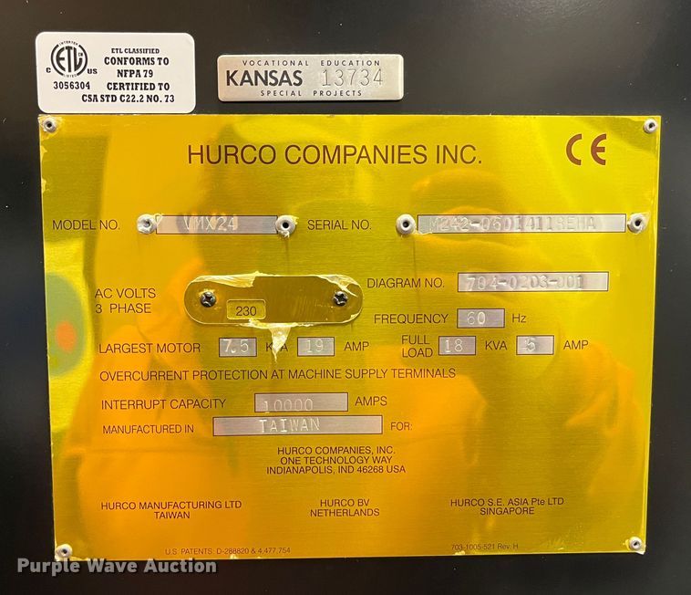 image for item LP9812 Hurco VMX24  milling machine