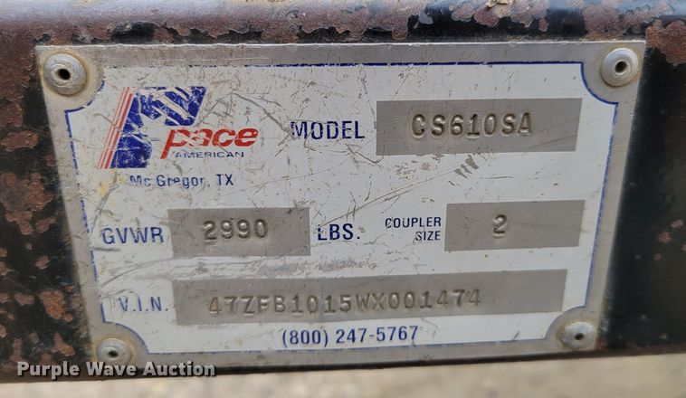 image for item LX9299 1998 Pace American CS610SA  sewer inspection trailer