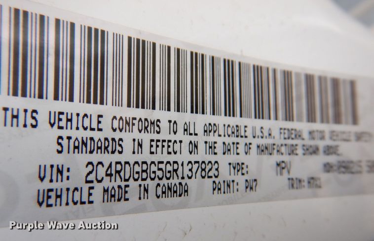 image for item MC9790 2016 Dodge Grand Caravan SE  van