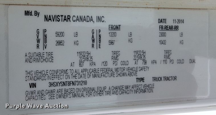 image for item ME9670 2015 International 5900i  semi truck