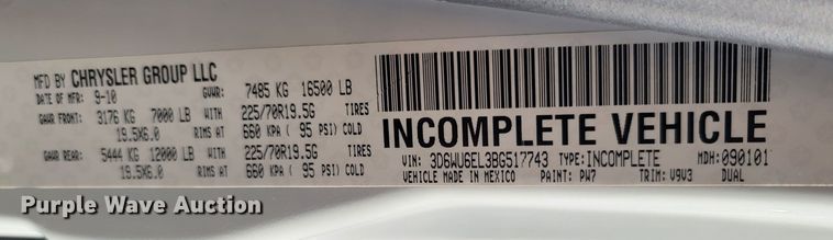 image for item MH9733 2011 Dodge Ram 4500  truck cab and chassis