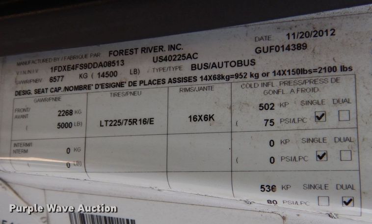 image for item MM9641 2013 Ford E450  shuttle bus