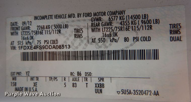 image for item MM9641 2013 Ford E450  shuttle bus