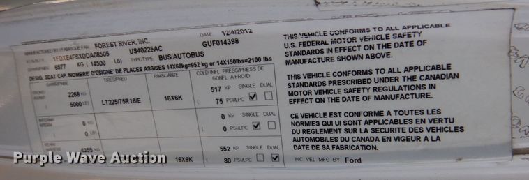 image for item MM9644 2013 Ford E450  shuttle bus