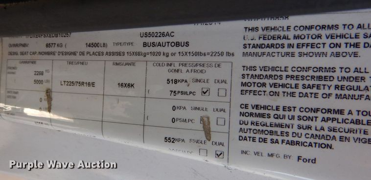 image for item MM9645 2014 Ford E450  shuttle bus