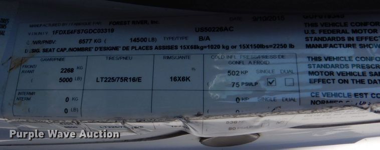 image for item MM9647 2016 Ford E450  shuttle bus