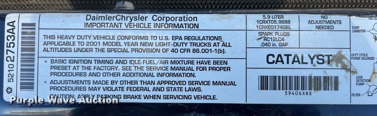 image for item MW9459 2001 Dodge Ram 2500  pickup truck