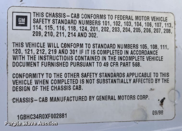 image for item MW9497 1999 Chevrolet C3500  dump flatbed pickup truck