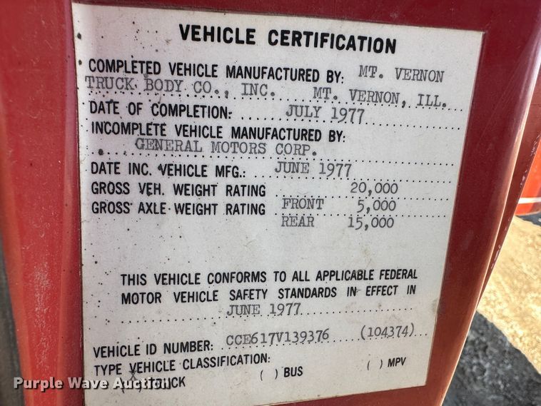 image for item LT9418 1977 Chevrolet C60  grain truck