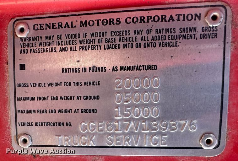 image for item LT9418 1977 Chevrolet C60  grain truck