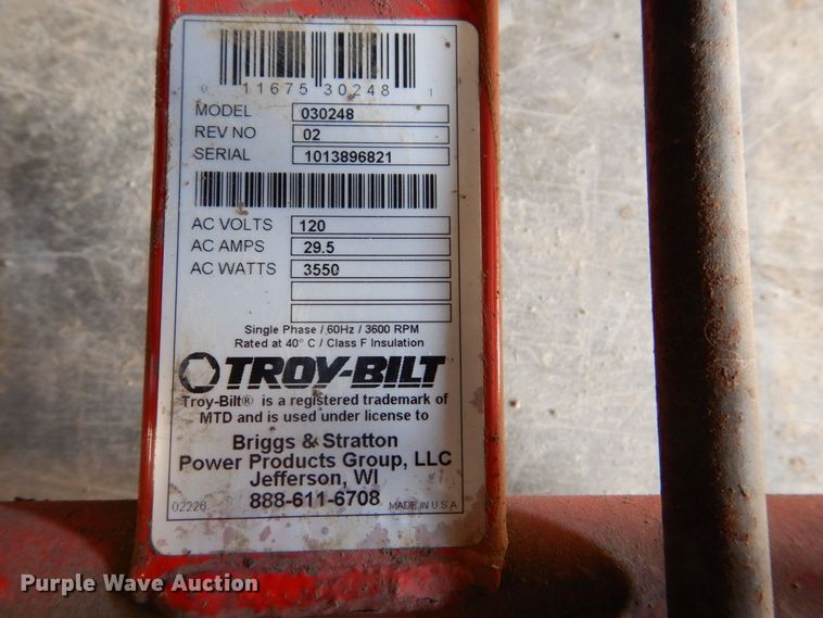 image for item DK5003 Troy-Bilt 030248  generator