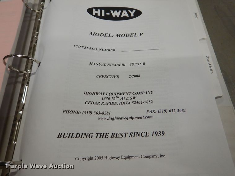 image for item DK5022 Highway Equipment Company P-7  spreader