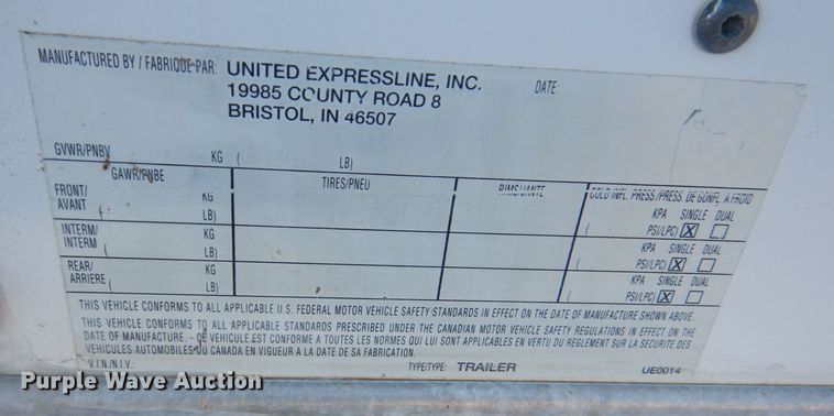 image for item DK5034 2002 United Express  enclosed cargo trailer with lube system