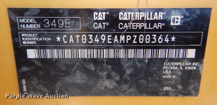 image for item DK5052 2012 Caterpillar 349E  excavator