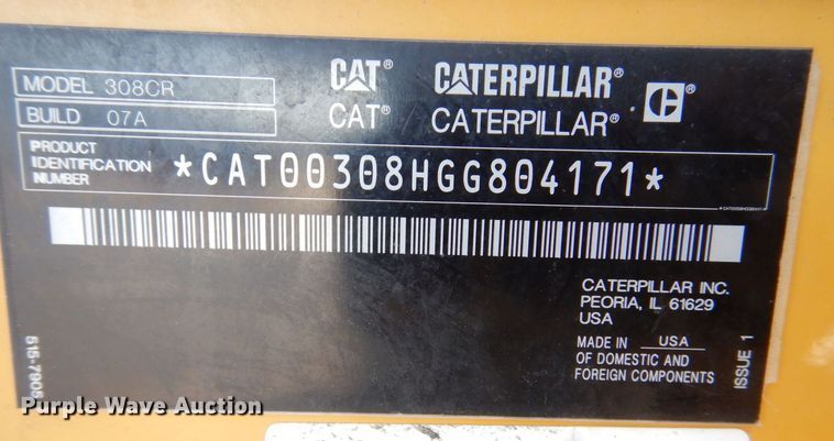 image for item DK5054 2021 Caterpillar 308CR  mini excavator