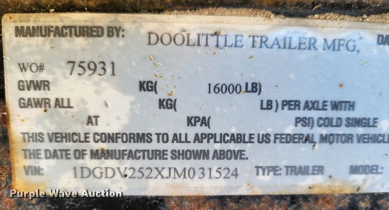 image for item DK5061 2018 Doolittle  flatbed trailer