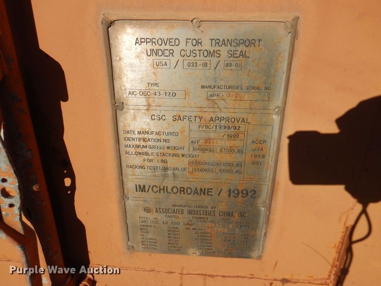 image for item DK5063 1992 Associated Industries AIC-DSC 43-12D  storage container