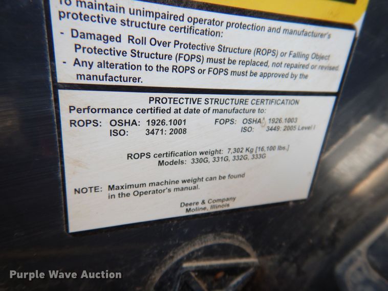 image for item DK5087 2019 John Deere 333G  tracked skid steer loader