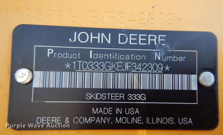 image for item DK5087 2019 John Deere 333G  tracked skid steer loader