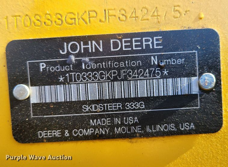 image for item DK5088 2019 John Deere 333G  tracked skid steer loader