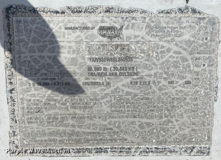 image for item DL6988 2009 Wabash  dry van trailer