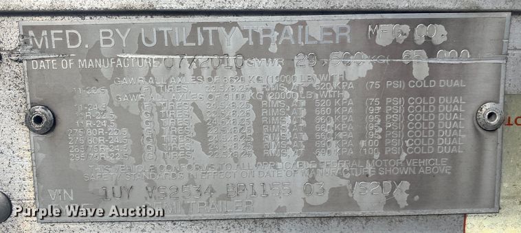 image for item DL6994 2011 Utility VS2DX  dry van trailer