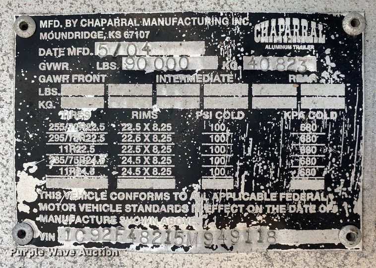 image for item DL6996 2005 Chaparral  flatbed trailer