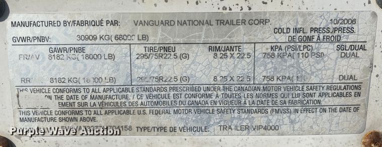 image for item DL6997 2007 Vanguard VIP4000  dry van trailer