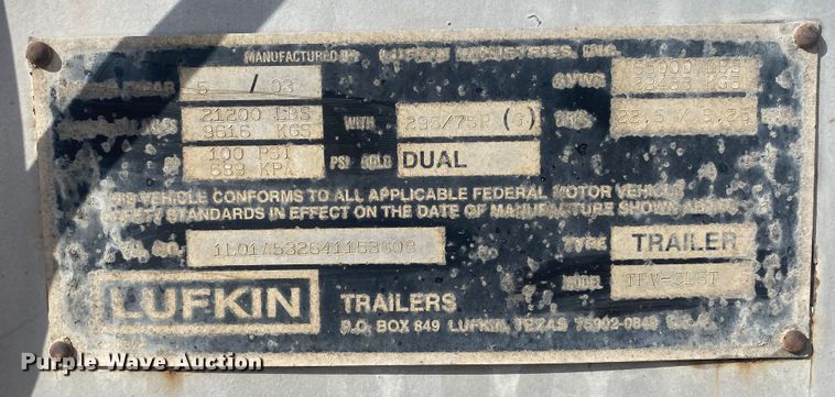 image for item DL7001 2004 Lufkin TFV-CLST  dry van trailer