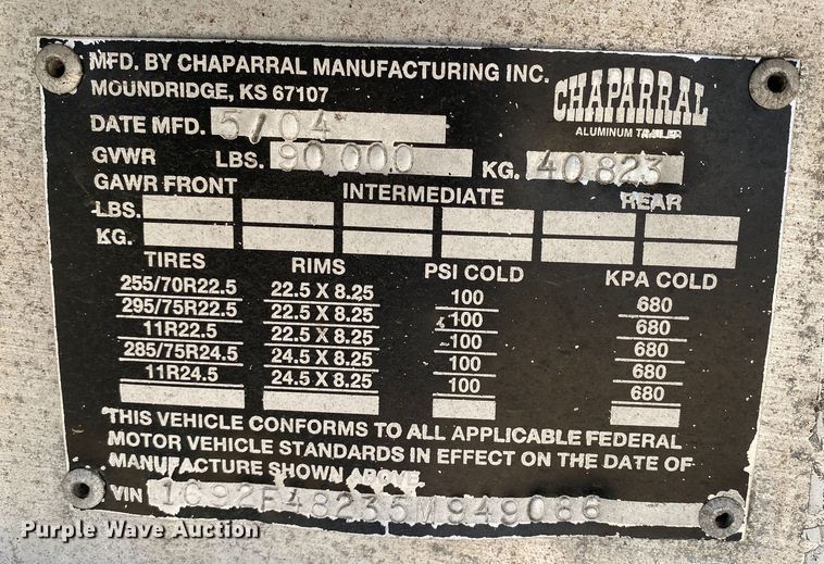 image for item DL7004 2005 Chaparral  flatbed trailer