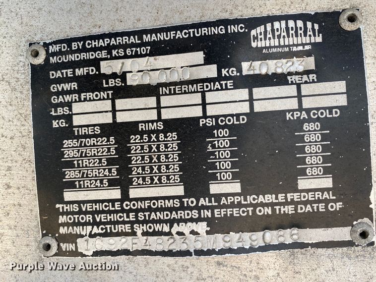 image for item DL7004 2005 Chaparral  flatbed trailer