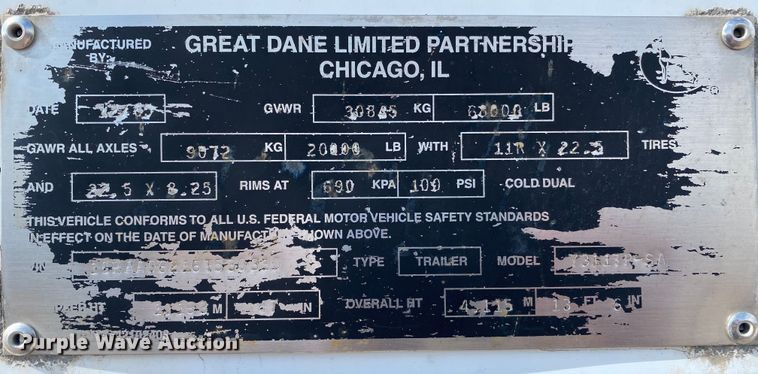 image for item DL7006 2006 Great Dane 7311TP  dry van trailer