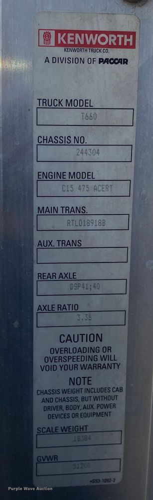 image for item DL7007 2009 Kenworth DS  semi truck