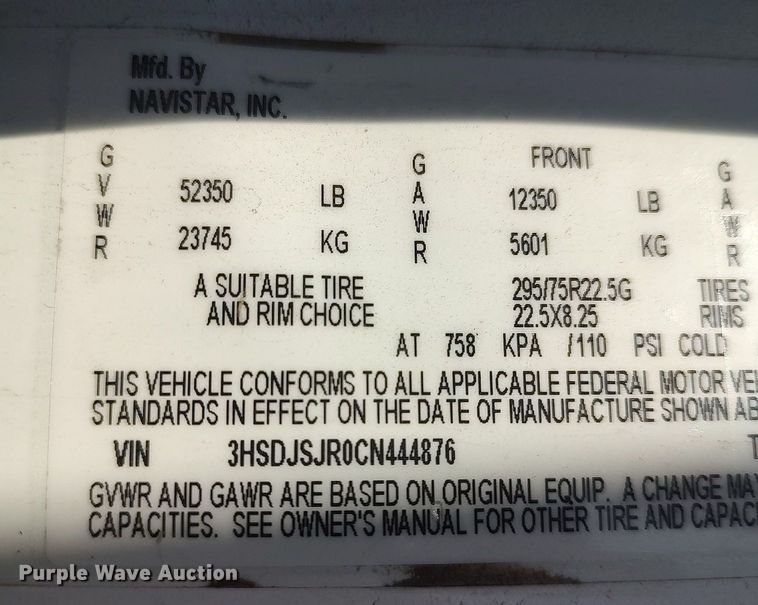 image for item DO3767 2012 International ProStar Plus  semi truck