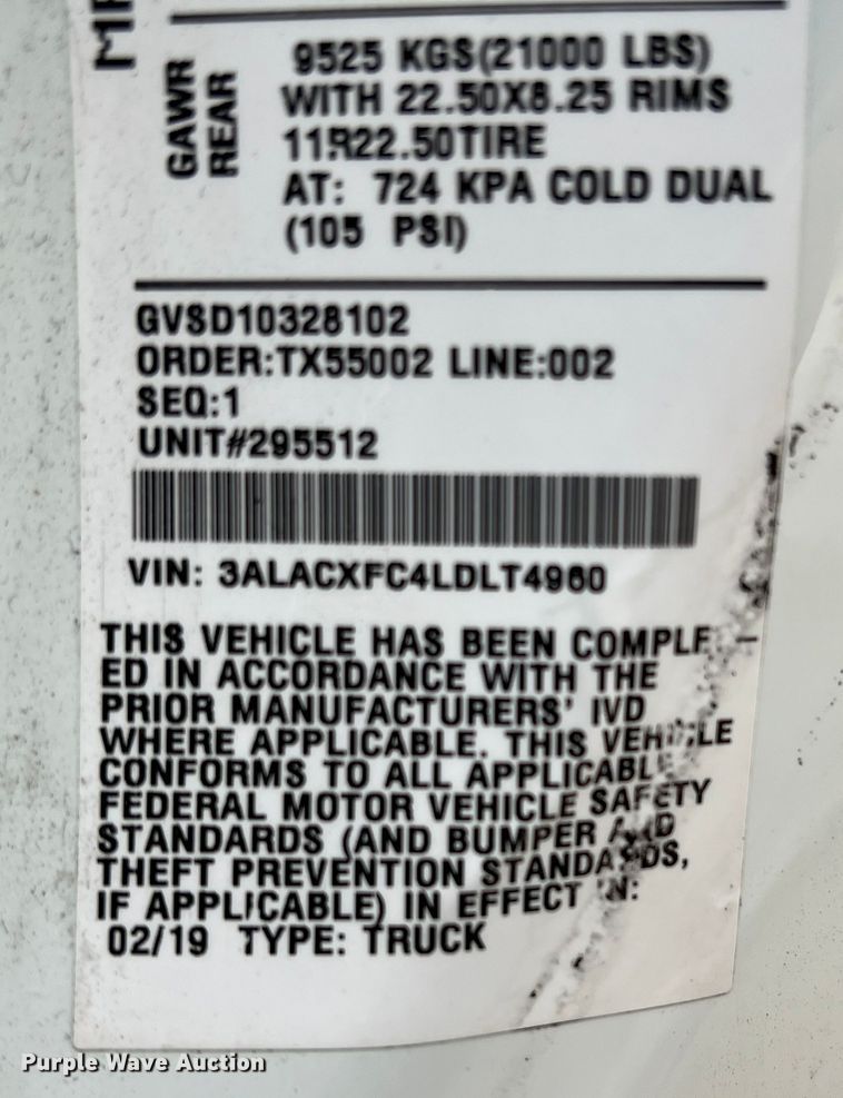 image for item DO8948 2020 Freightliner M2  box truck