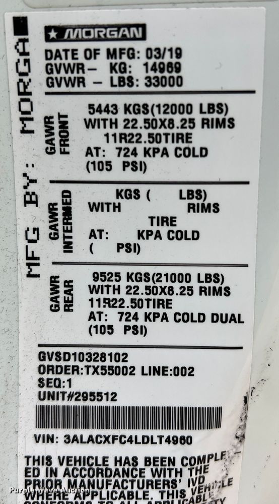 image for item DO8948 2020 Freightliner M2  box truck
