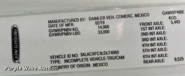 image for item DO8948 2020 Freightliner M2  box truck