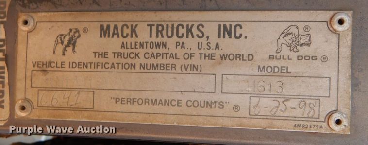 image for item DP8611 1999 Mack CH613  dump truck