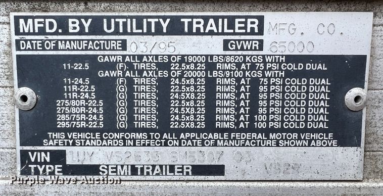 image for item ID9419 1995 Utility  refrigerated van trailer