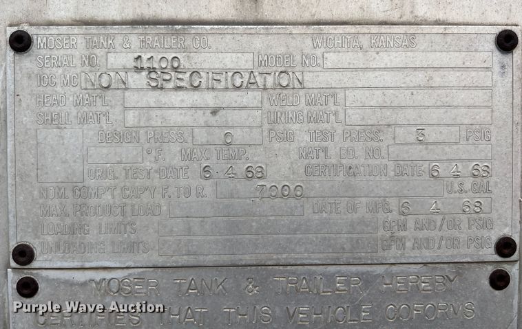 image for item ID9420 1968 Moser  tank trailer