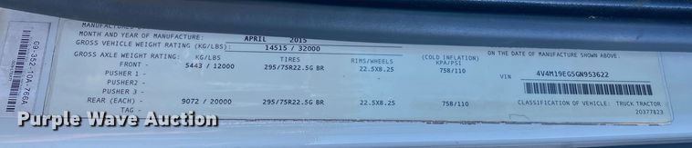 image for item JW9197 2016 Volvo D13  semi truck